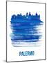 Palermo Skyline Brush Stroke - Blue-NaxArt-Mounted Art Print