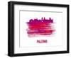 Palermo Skyline Brush Stroke - Red-NaxArt-Framed Art Print