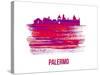 Palermo Skyline Brush Stroke - Red-NaxArt-Stretched Canvas