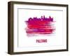 Palermo Skyline Brush Stroke - Red-NaxArt-Framed Art Print