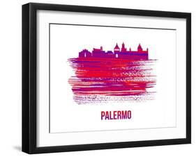 Palermo Skyline Brush Stroke - Red-NaxArt-Framed Art Print