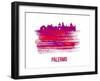 Palermo Skyline Brush Stroke - Red-NaxArt-Framed Art Print