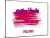 Palermo Skyline Brush Stroke - Red-NaxArt-Mounted Art Print