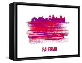 Palermo Skyline Brush Stroke - Red-NaxArt-Framed Stretched Canvas