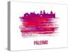 Palermo Skyline Brush Stroke - Red-NaxArt-Stretched Canvas