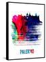 Palermo Skyline Brush Stroke - Watercolor-NaxArt-Framed Stretched Canvas