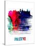 Palermo Skyline Brush Stroke - Watercolor-NaxArt-Stretched Canvas