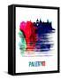 Palermo Skyline Brush Stroke - Watercolor-NaxArt-Framed Stretched Canvas