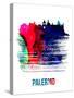 Palermo Skyline Brush Stroke - Watercolor-NaxArt-Stretched Canvas