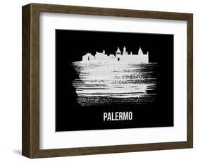 Palermo Skyline Brush Stroke - White-NaxArt-Framed Art Print