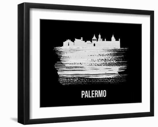 Palermo Skyline Brush Stroke - White-NaxArt-Framed Art Print