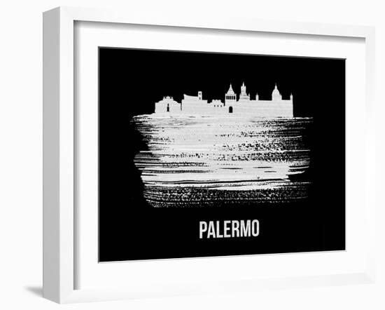 Palermo Skyline Brush Stroke - White-NaxArt-Framed Art Print