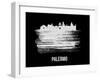 Palermo Skyline Brush Stroke - White-NaxArt-Framed Art Print