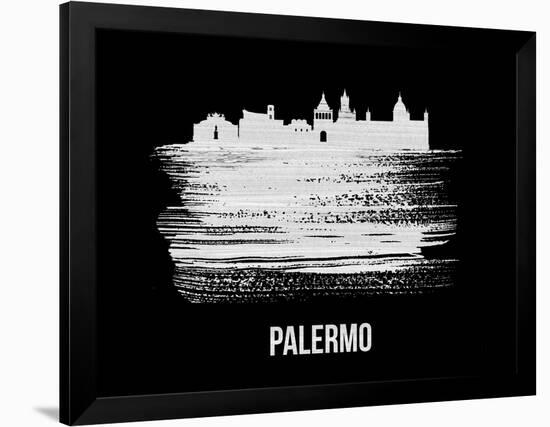 Palermo Skyline Brush Stroke - White-NaxArt-Framed Art Print