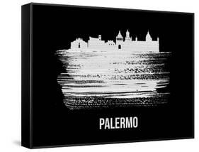 Palermo Skyline Brush Stroke - White-NaxArt-Framed Stretched Canvas