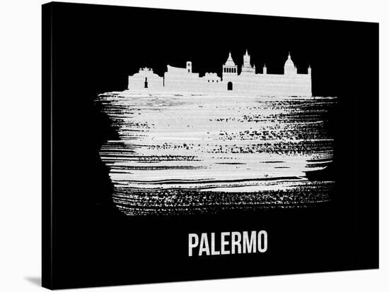 Palermo Skyline Brush Stroke - White-NaxArt-Stretched Canvas