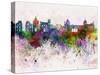 Palermo Skyline in Watercolor Background-paulrommer-Stretched Canvas