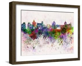 Palermo Skyline in Watercolor Background-paulrommer-Framed Art Print