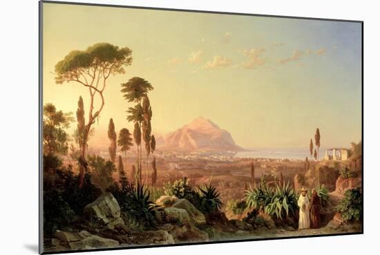 Palermo with Mount Pellegrino, C.1850-Carl Wilhelm Goetzloff-Mounted Giclee Print