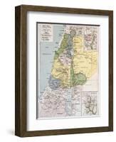 Palestine Tribes Old Map With Jerusalem Insert Maps-marzolino-Framed Art Print