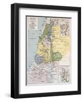 Palestine Tribes Old Map With Jerusalem Insert Maps-marzolino-Framed Art Print