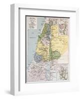 Palestine Tribes Old Map With Jerusalem Insert Maps-marzolino-Framed Art Print