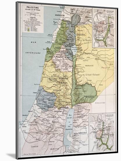 Palestine Tribes Old Map With Jerusalem Insert Maps-marzolino-Mounted Art Print