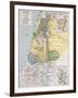 Palestine Tribes Old Map With Jerusalem Insert Maps-marzolino-Framed Art Print