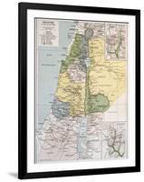 Palestine Tribes Old Map With Jerusalem Insert Maps-marzolino-Framed Art Print