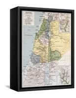 Palestine Tribes Old Map With Jerusalem Insert Maps-marzolino-Framed Stretched Canvas