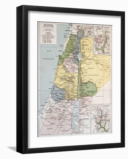 Palestine Tribes Old Map With Jerusalem Insert Maps-marzolino-Framed Art Print