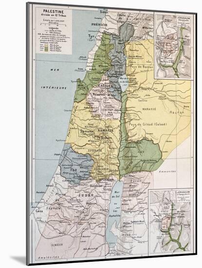 Palestine Tribes Old Map With Jerusalem Insert Maps-marzolino-Mounted Art Print