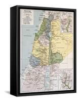 Palestine Tribes Old Map With Jerusalem Insert Maps-marzolino-Framed Stretched Canvas