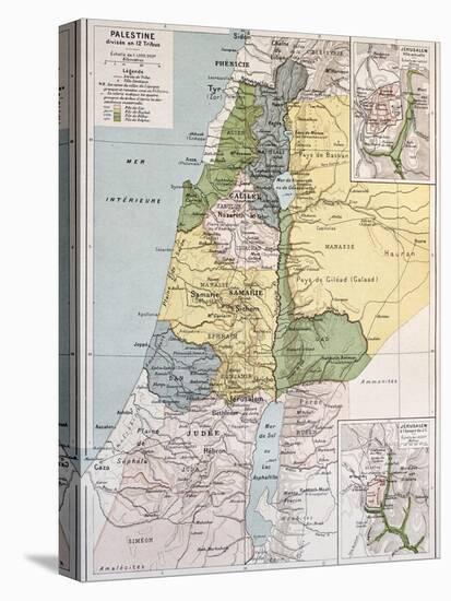 Palestine Tribes Old Map With Jerusalem Insert Maps-marzolino-Stretched Canvas