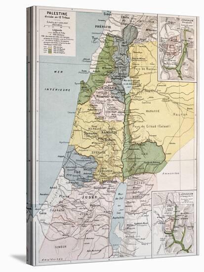 Palestine Tribes Old Map With Jerusalem Insert Maps-marzolino-Stretched Canvas