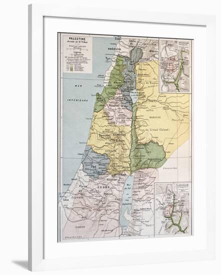 Palestine Tribes Old Map With Jerusalem Insert Maps-marzolino-Framed Art Print