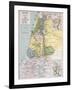 Palestine Tribes Old Map With Jerusalem Insert Maps-marzolino-Framed Art Print