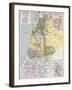 Palestine Tribes Old Map With Jerusalem Insert Maps-marzolino-Framed Art Print