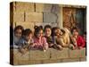 Palestinian Girls Giggle While Photographed Where Shell from an Israeli Gunboat Landed Earlier-null-Stretched Canvas