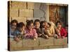 Palestinian Girls Giggle While Photographed Where Shell from an Israeli Gunboat Landed Earlier-null-Stretched Canvas