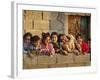 Palestinian Girls Giggle While Photographed Where Shell from an Israeli Gunboat Landed Earlier-null-Framed Photographic Print