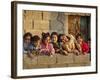 Palestinian Girls Giggle While Photographed Where Shell from an Israeli Gunboat Landed Earlier-null-Framed Photographic Print