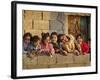 Palestinian Girls Giggle While Photographed Where Shell from an Israeli Gunboat Landed Earlier-null-Framed Photographic Print