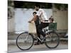 Palestinian Man, 28, Takes His Son, 4, and Daughter, 2, on His Bicycle-null-Mounted Photographic Print