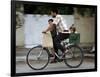 Palestinian Man, 28, Takes His Son, 4, and Daughter, 2, on His Bicycle-null-Framed Photographic Print