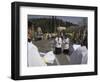 Palestinian Priests Heading the Palm Sunday Catholic Procession, Mount of Olives, Jerusalem, Israel-Eitan Simanor-Framed Photographic Print