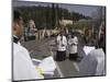 Palestinian Priests Heading the Palm Sunday Catholic Procession, Mount of Olives, Jerusalem, Israel-Eitan Simanor-Mounted Photographic Print