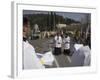 Palestinian Priests Heading the Palm Sunday Catholic Procession, Mount of Olives, Jerusalem, Israel-Eitan Simanor-Framed Photographic Print