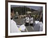 Palestinian Priests Heading the Palm Sunday Catholic Procession, Mount of Olives, Jerusalem, Israel-Eitan Simanor-Framed Photographic Print