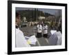 Palestinian Priests Heading the Palm Sunday Catholic Procession, Mount of Olives, Jerusalem, Israel-Eitan Simanor-Framed Photographic Print